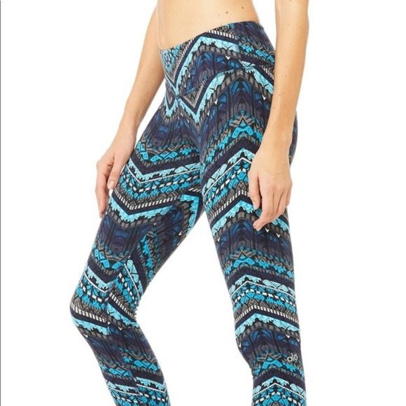 Alo Yoga Airbrush Seaport Blue Icelandic Leggings - Picture 2 of 7